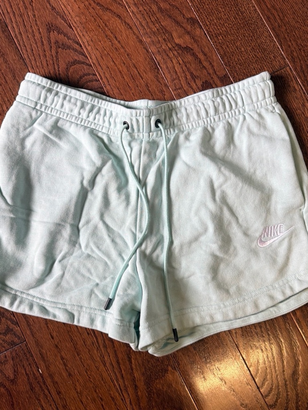 Nike Women's Mint Green Athletic Fleece Shorts with Drawstring